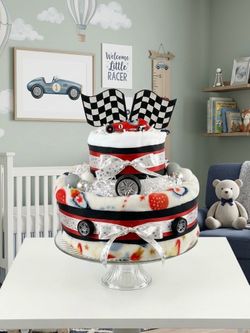 Race car diaper cake gift
