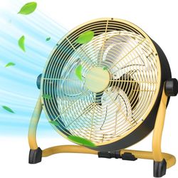 12 Inch High Velocity Floor Fan, Heavy Duty Metal Industrial Fans with 3 Speeds, Portable Fan with Adjustable 360° Head Tilt