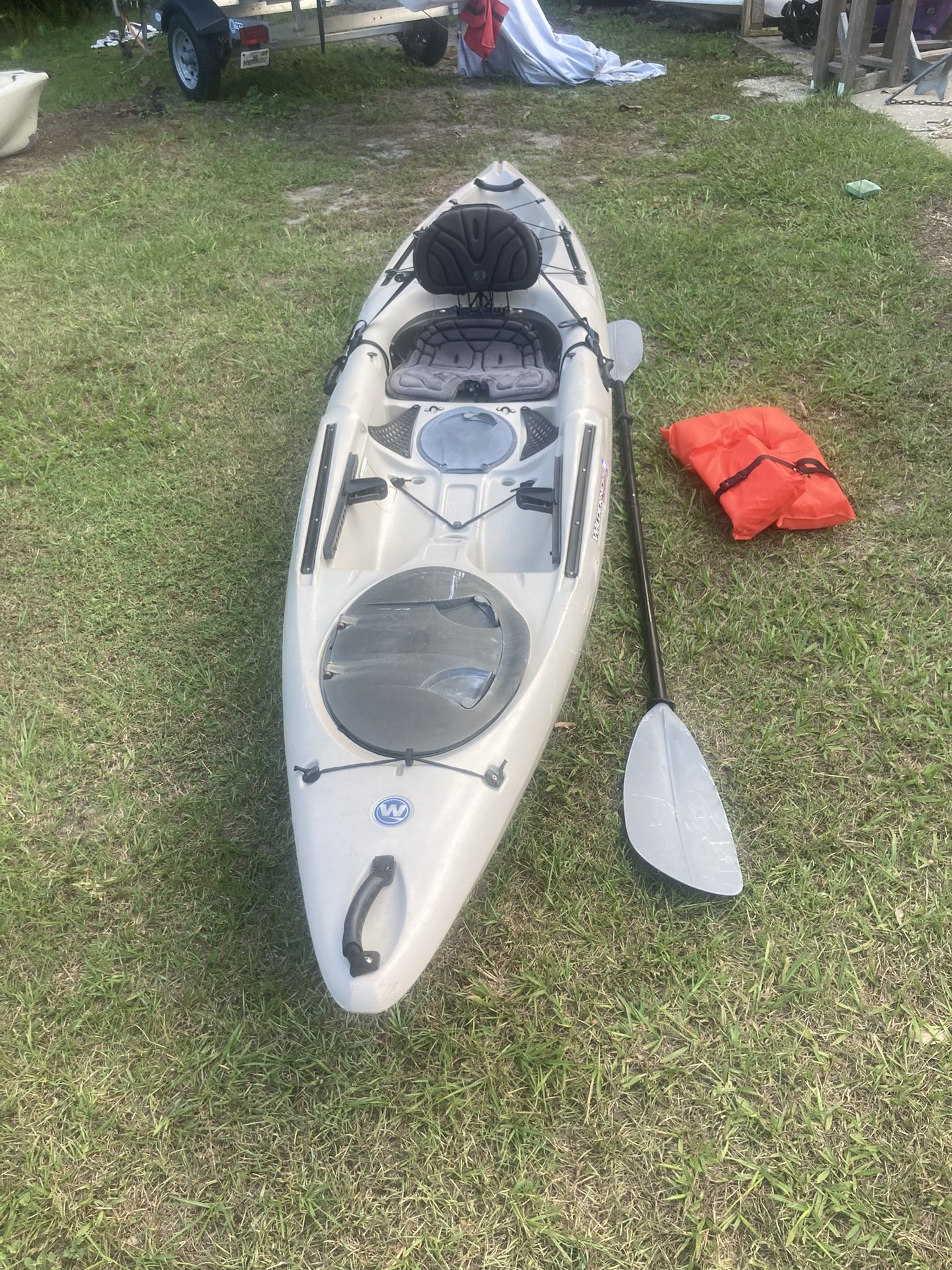 Old System Tarpon 120 Fish And Kayak With Paddle In Life Vest