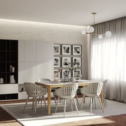 BRAND NEW 7 Piece 100% FSC Certified Wood Duraboard Indoor Furniture White With Grey Chairs Dining Set