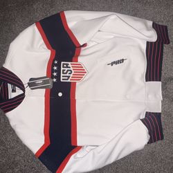 Pro Standard USA Varsity Jacket — White/Navy/Red (NEW)