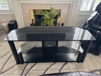 Black Glass TV Stand – 3-Tier Entertainment Center
