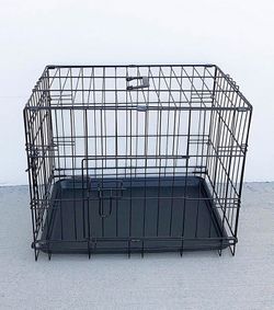 New in box $30 Folding 24” Dog Cage 2-Door Folding Pet Crate Kennel w/ Tray 24”x17”x19” And