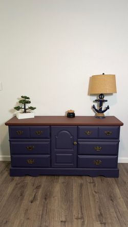 Navy Blue Dresser with Wood Top