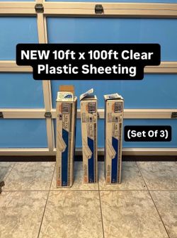 Brand New 10ft x 100ft Clear 4 Mil Plastic Sheeting (Set Of 3 Boxes)