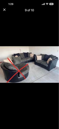 Gray & Black Sofa and Loveseat Set