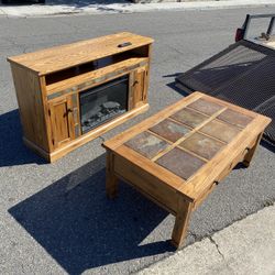 Electric Fireplace Tv Console Cabinet And Coffee Table 