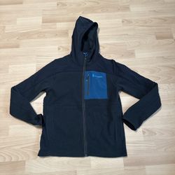 Cotopaxi Womens Small Abrazo Hooded Full Zip Fleece Jacket Black Teal Colorblock