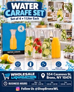 Glass Water Carafe Set of 4 ā 1 Liter Each