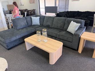 Dark Gray Fabric Sectional Sofa with Chaise