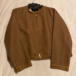 Brand New W Tags Nordstrom Lafayette 148 Woven / Suede Bomber Jacket