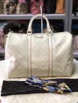 Gucci Monogram Joy Boston Satchel In White