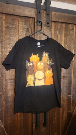 New Anime Cat Graphic T-Shirt L 