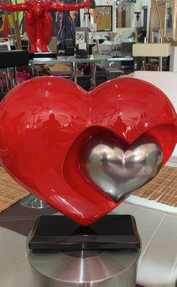 Red Heart Resin Sculpture