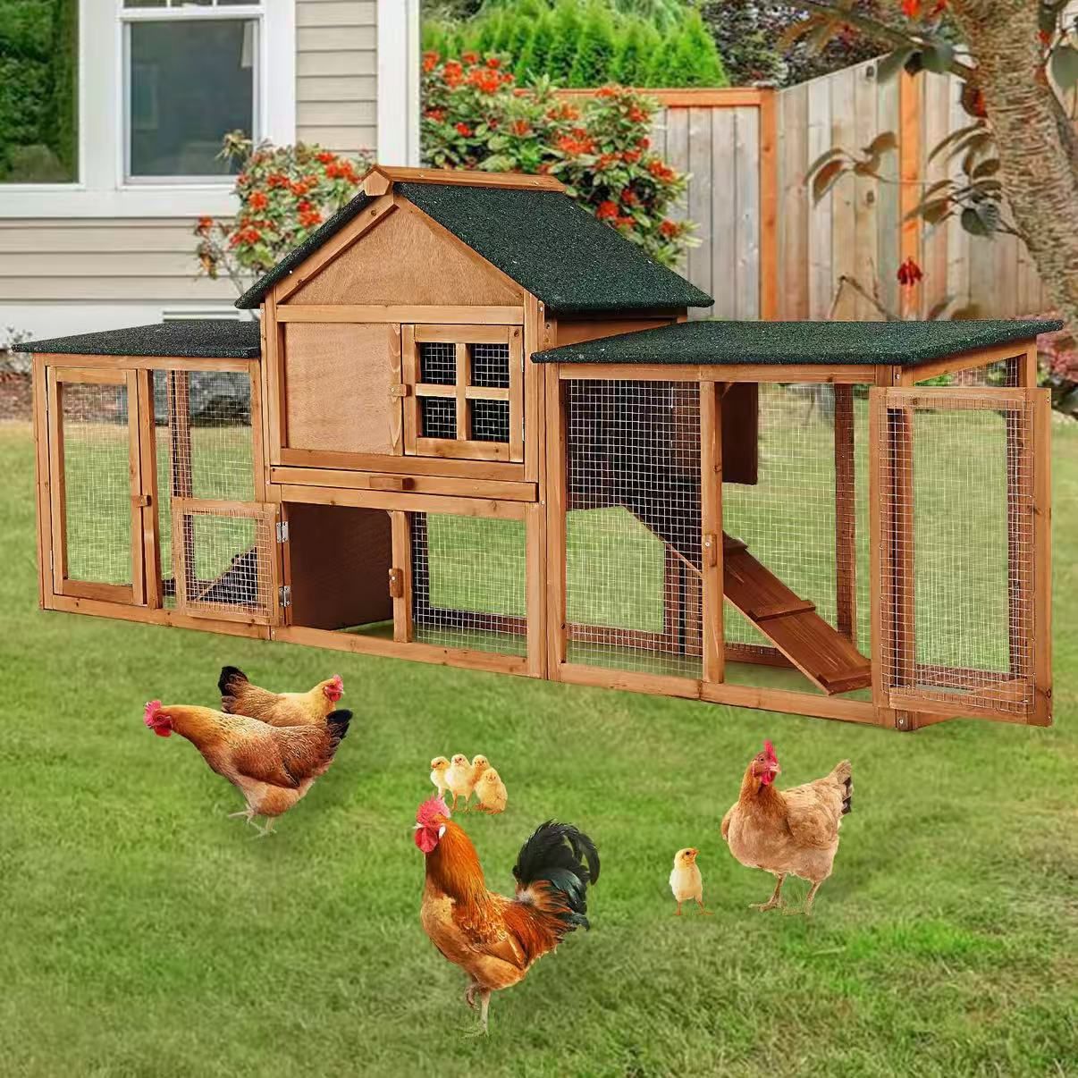 80in Wooden Rabbit Hutch, Outdoor Chicken Coop $110