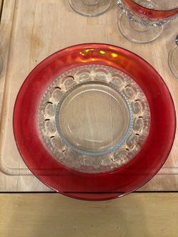 Vintage Ruby Red King’s Crown Style Glassware