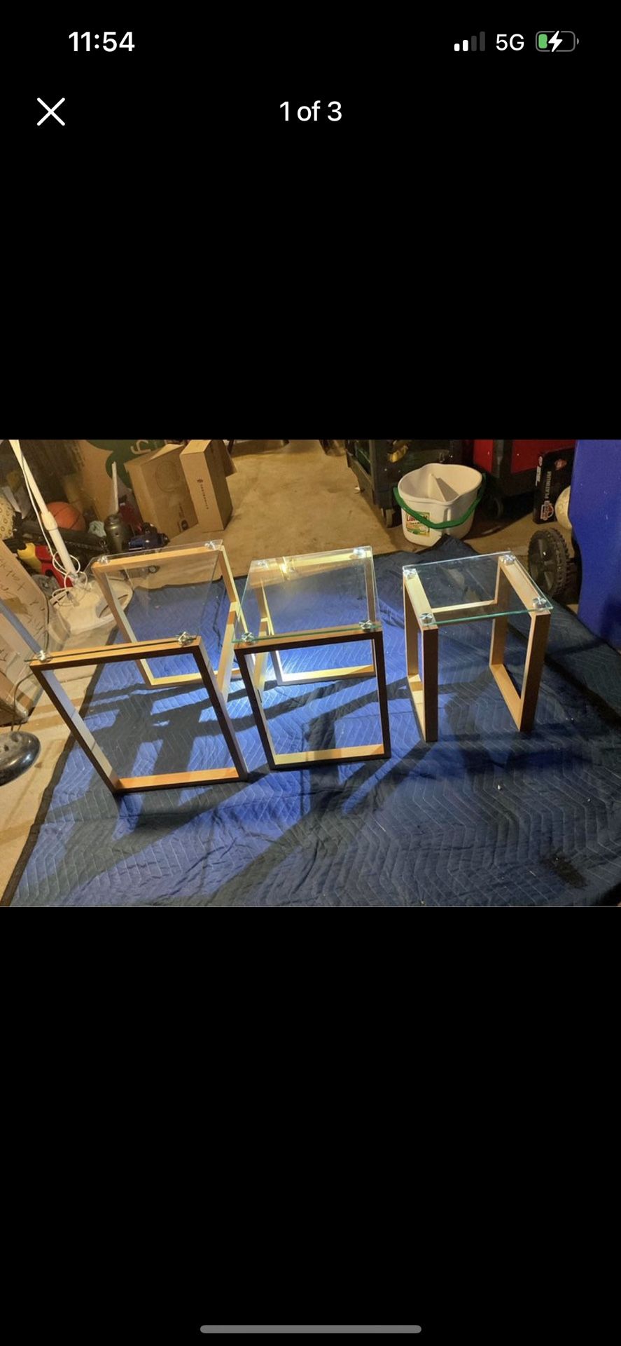 Outdoor/Indoor 3 Piece Glass Table Set