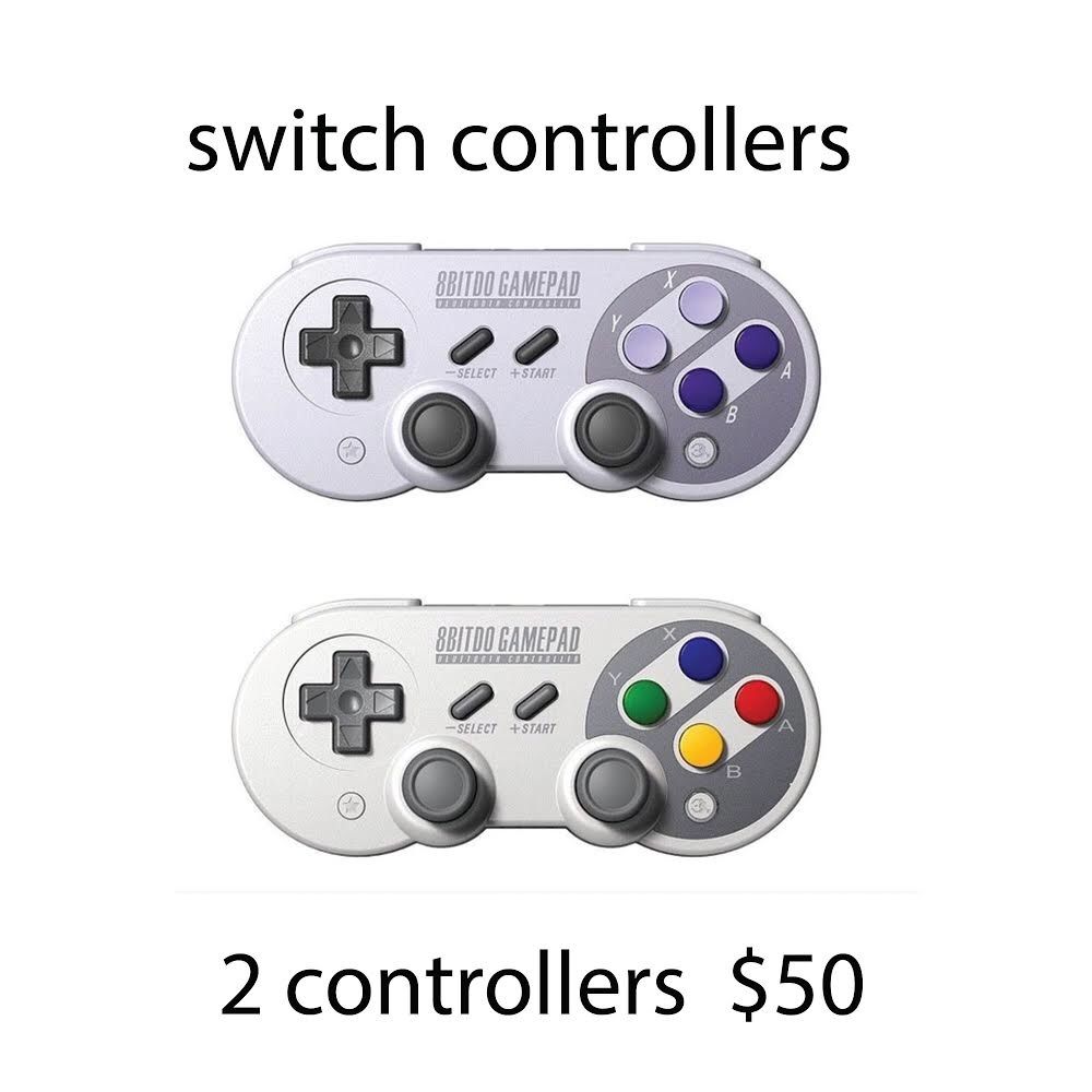 2 Nintendo Switch Controllers - 2 different colors.