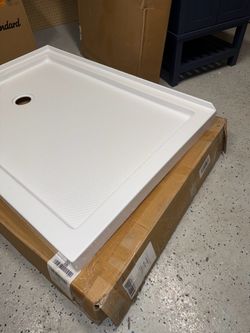 48”X34” Shower Base Pan Corner Left Drain Stand Up in White bath bathroom