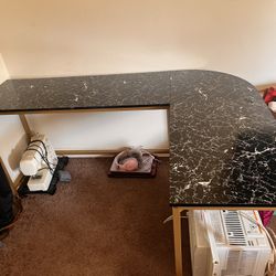 Marble Black L Shaped Desk 