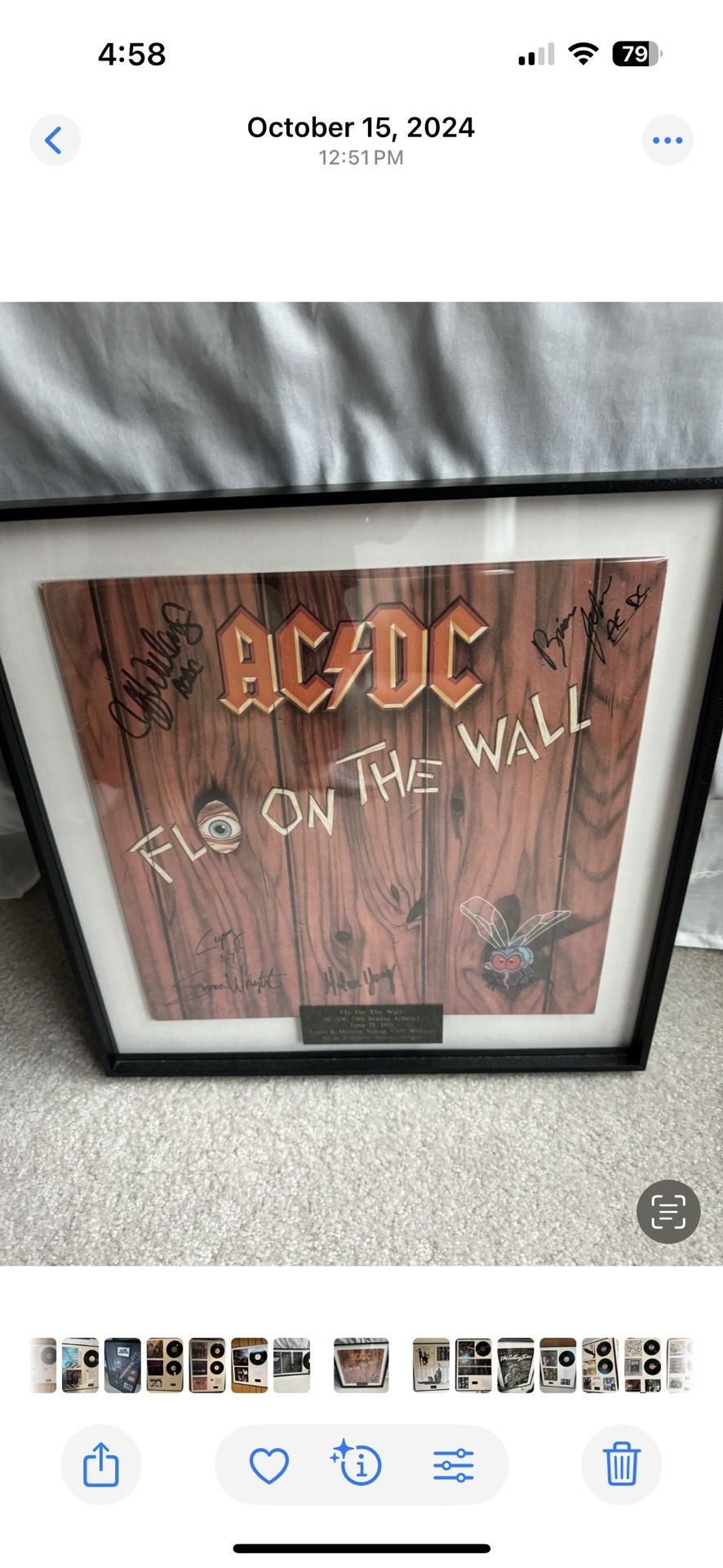 AC/DC Signed Music Band Art Album Cover, Framed Collectable, With COA, Museum Glass