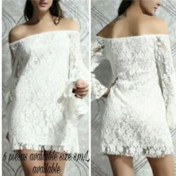 Off White Lace Mini Dress New Size M Strech Material. 