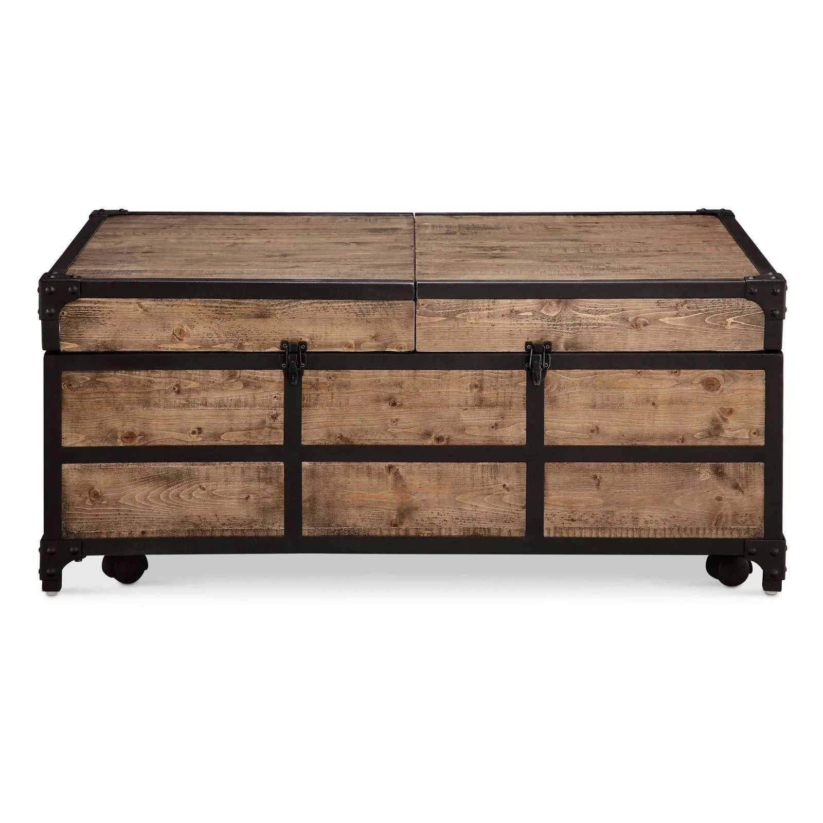 Maguire Expandable Rolling Cocktail Table coffee table console table steam punk casters 42x26x19