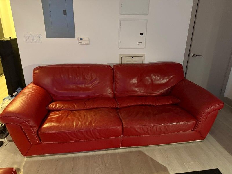 Genuine Leather Natuzzi Couch & Armchair