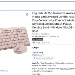 Rose Logitech Bluetooth Keyboard + Mouse 