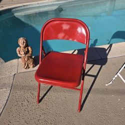 Beautiful Red 1950s Steel Case Folding Chair