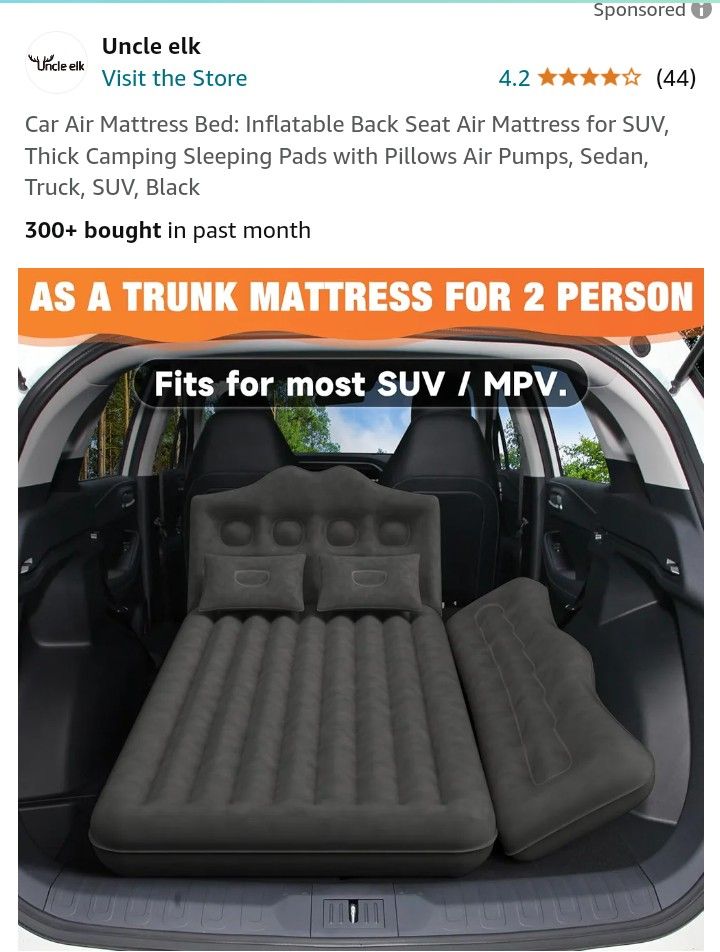 CAR SUV AIR MATTRESS WITH ELECTRIC AIR PUMP $45
