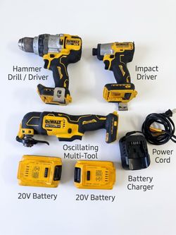 DeWalt 20V cordless power tool set for $200 total:  Hammer Drill / Driver (DeWalt 20V MAX XR Brushless)  Impact Driver (DeWalt 20V MAX Brushless 1/4")