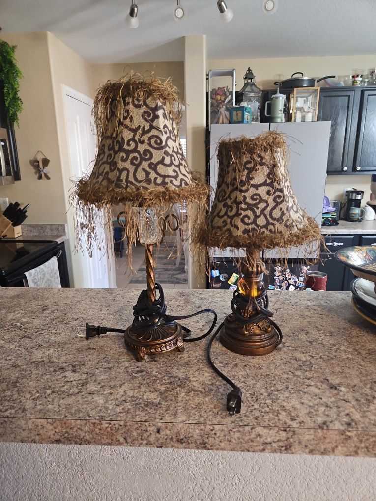 Set Of 2 Table Lamps Retro Looking Small Size