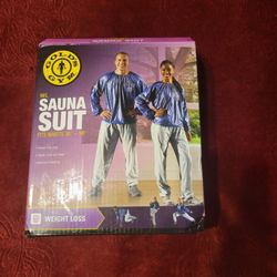 NWOT GOLDS GYM SAUNA SUIT BLUE AND GRAY SIZE M/L