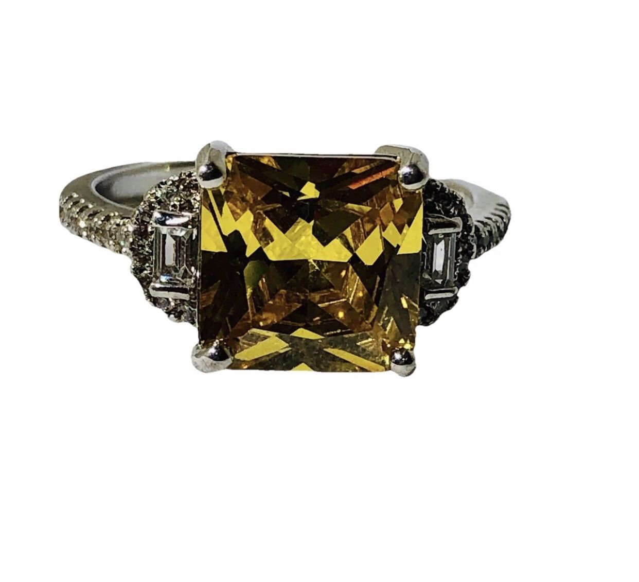 Trillion Cut Yellow Sapphire Ring Set In 925 Silver Size Is A 9