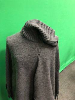 Cozy Grey Turtleneck Poncho
