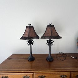 Pair of StyleCraft Palm Tree Table Lamps | Signature Collection | Vintage French Style