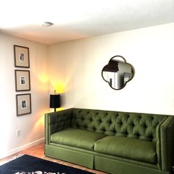 Burton and James Olive Green Tufted Sofa