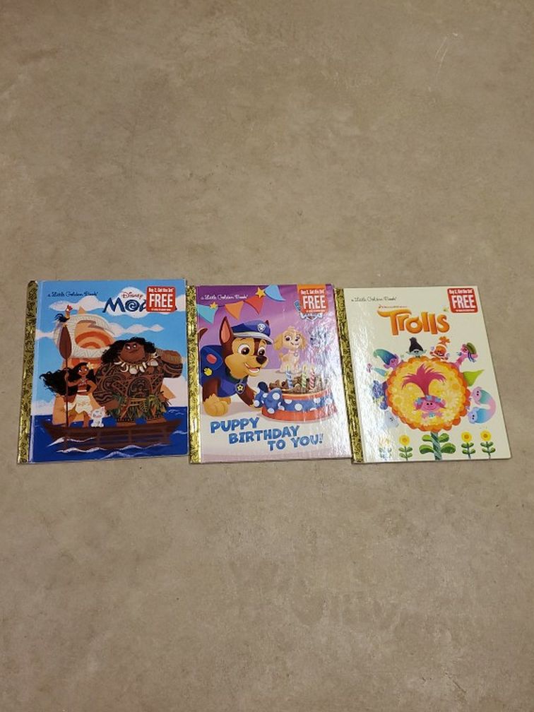 A Little Golden Book: 3 Books (Moana, Paw Patrol,and Trolls)