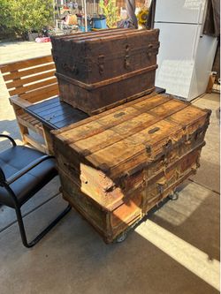 Antique Wood Trunk Chest