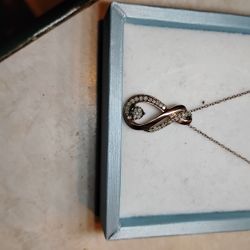 Sterling Silver Pendant Diamond Necklace
