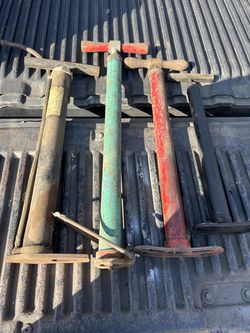 Vintage bicycle tire pumps , 2) wooden handle 4 total