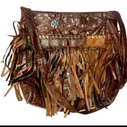 Fringe Handbag Tassel Crossbody Vegan Western Leather Faux Brown Agate Shoulder 