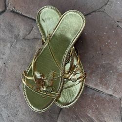 Gold Metallic Butterfly Strap Sandals
