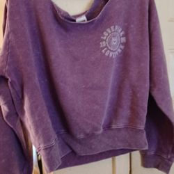 Brand New Ladies Large Pink Crop Logo Sweatshirt 