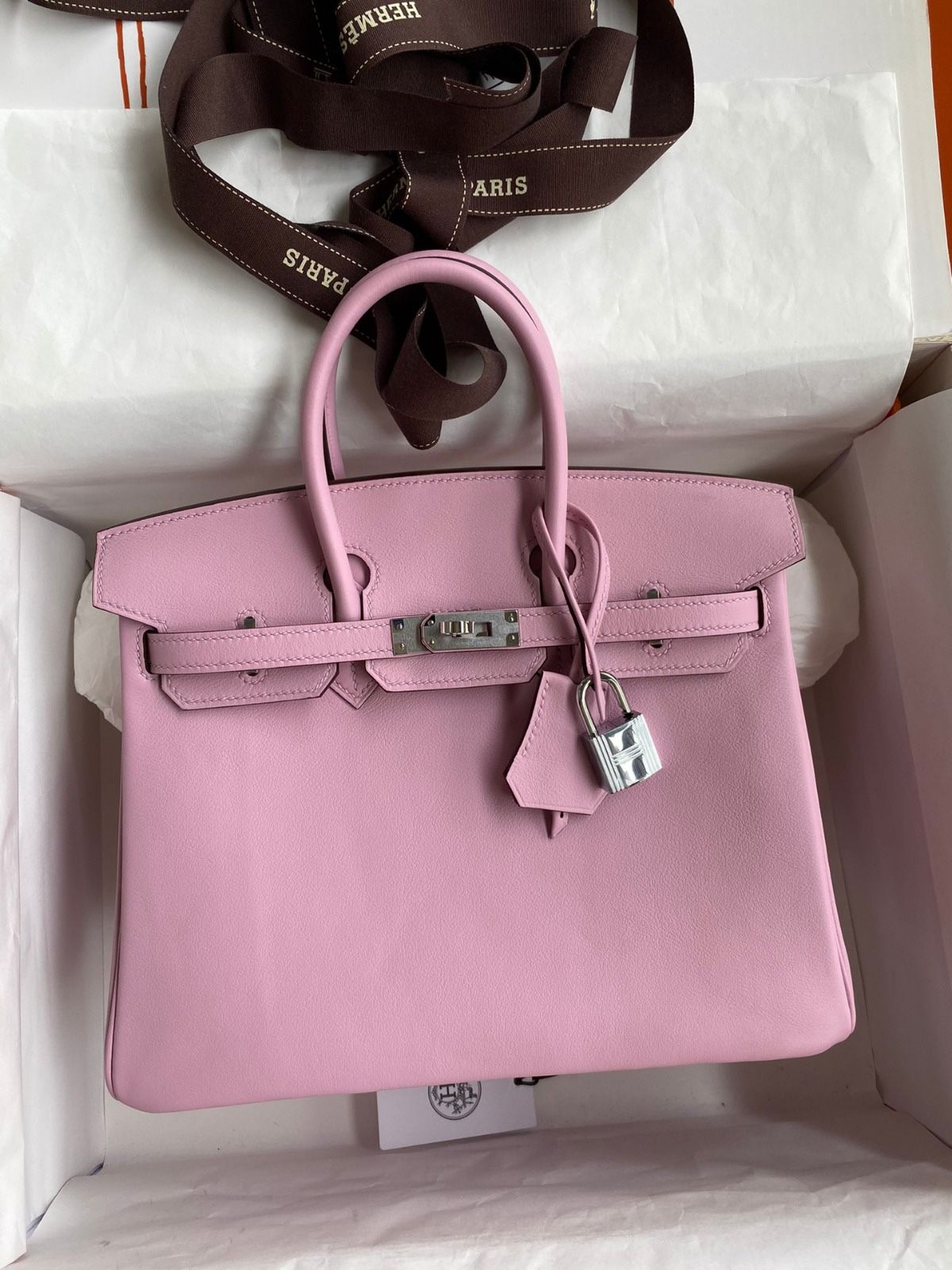 Hermes Birkin 30 Mauve Sylvestre Bag Epsom Palladium Hardware