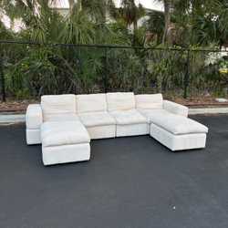 White Modular Sectional Sofa With Ottomans