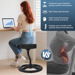 ADHD Chair for Kids, Yoga Chairs for Adults, Wobble Stool Active Flexible Seating Desk Chair with Non-Slip Base and Washable Seat Cover for Stability,