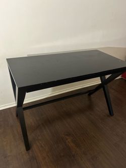 Solid wood black desk with drawer and built in organizer- small