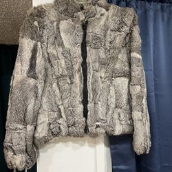 Rabbit Fur Bomber Coat 